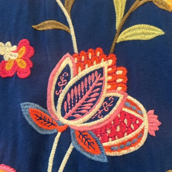 JOHNNY WAS Gracey Dress Crew Neck Swing Maxi Floral Butterfly Embroidery LARGE - Picture 8 of 12